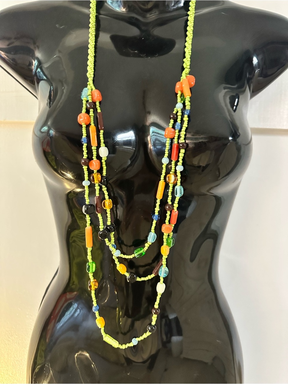 Multi-Strand Lime Green Beaded Necklace - Women Jewelry